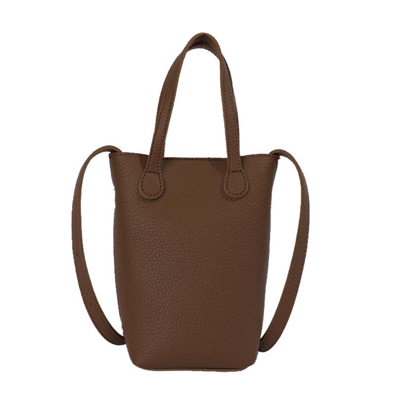 Korean-Style Small Lychee Texture Crossbody Bucket Bag, 2026 New Versatile Lightweight Shoulder Handbag for Women.