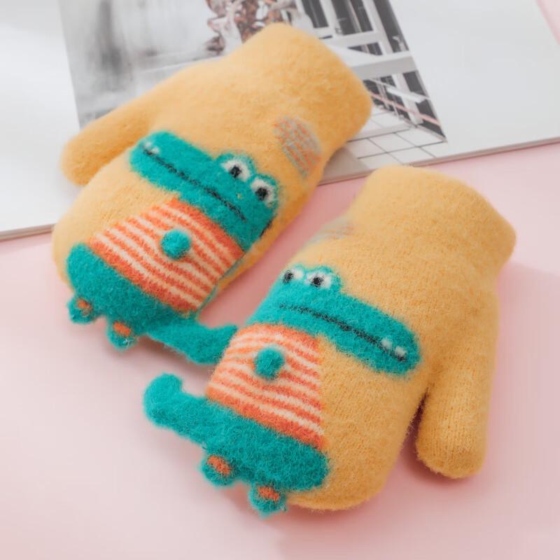 

Kids Cartoon Dinosaur Thermal Mittens One Size