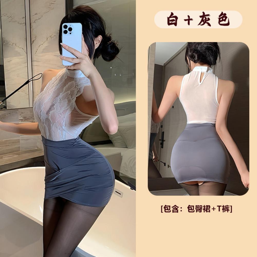 Sexy Lingerie Pure Desire Style Secretary Lace Pajamas Women's Hip Skirt Uniform Suit Qqny908