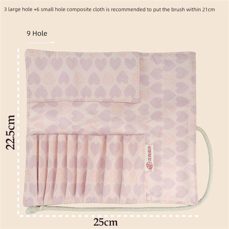 

Young Adult Heart Makeup Brush Storage Bag Female Portable Internet Celebrity Roll Bag Large Capacity Makeup Tools Manicure Multi-Purpose Package Other Materials 9 hole pink sweetheart no Satchel