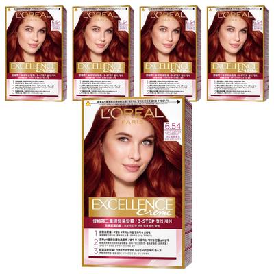 L'Oréal Paris Excellence Farba do włosów w kremie Easy Szary z aplikatorem w formie grzebienia Nie. 6.54 Miedziany Mahoń 5 szt.