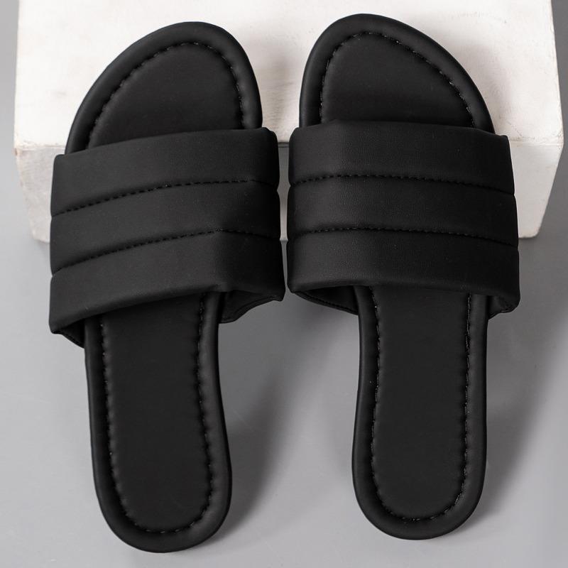 New European and American Foreign Trade Bag Sponge Broadband One-word Slippers Women Wear Large Size Flat Heel Light Beach Cool Slippers
