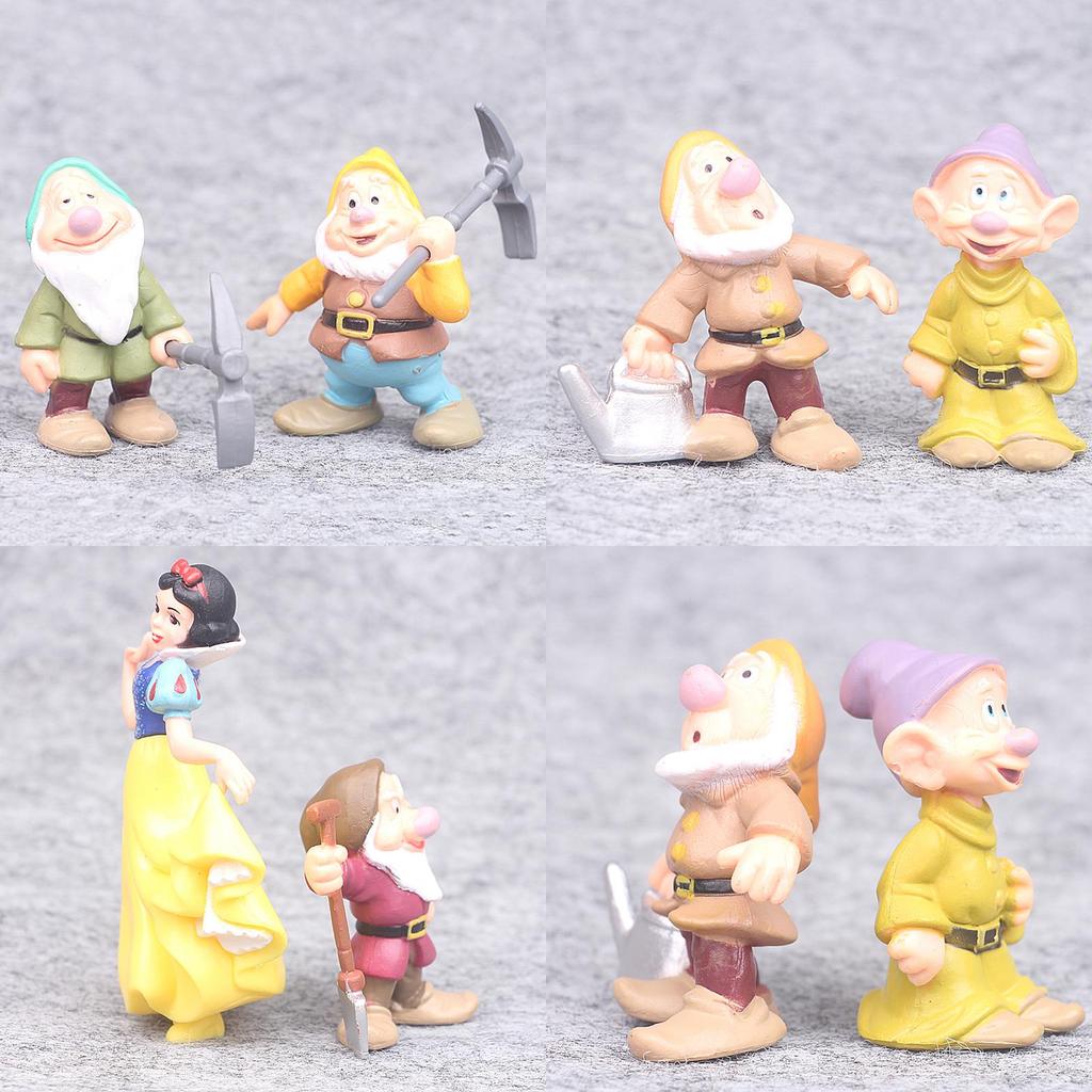 Enchanting Collection Of 8 Princess Snow White And Seven Dwarfs Figurines For Children