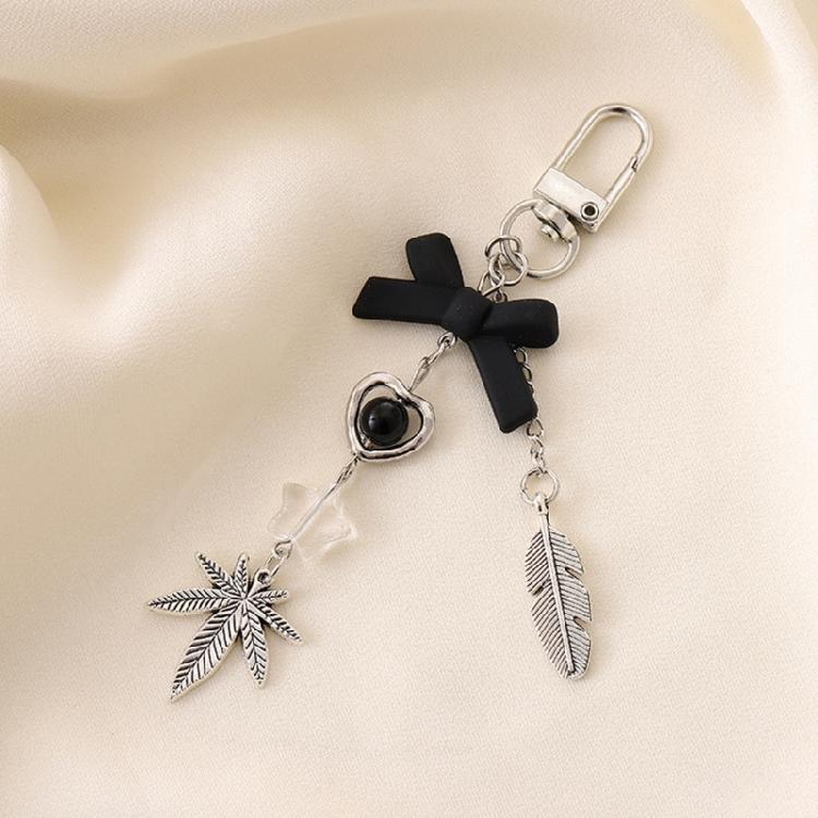 Sweet Bowknot Keychain Pendant Big Heart Charm Keyring for Purse Bag Backpack