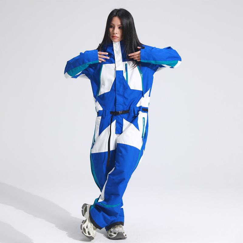 Women's Ski Suit One Piece Snowsuits Jumpsuits Winter Waterproof Insulated Snowboard Suits for Women Windproof Outdoor Sports Winter Warm Skiing Suits