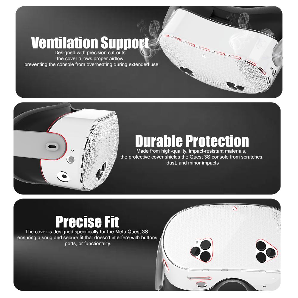 For Meta Quest 3S Head Protective Case Q3S Host Crystal Case Lens Caps VR Accessories