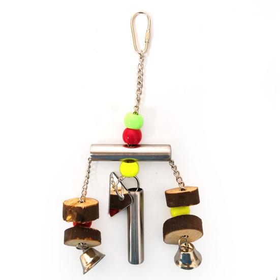 Perroquet Perruche Jouet Balançoire à Clochette Suspendue Perchoir pour Oiseau Barre Perles Colorées Décor de Cage
