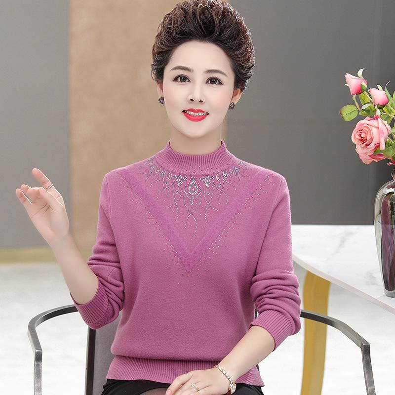 Mom's Winter Velvet Sweater - Stylish High-Neck Base Layer for Middle-aged & Elderly Women