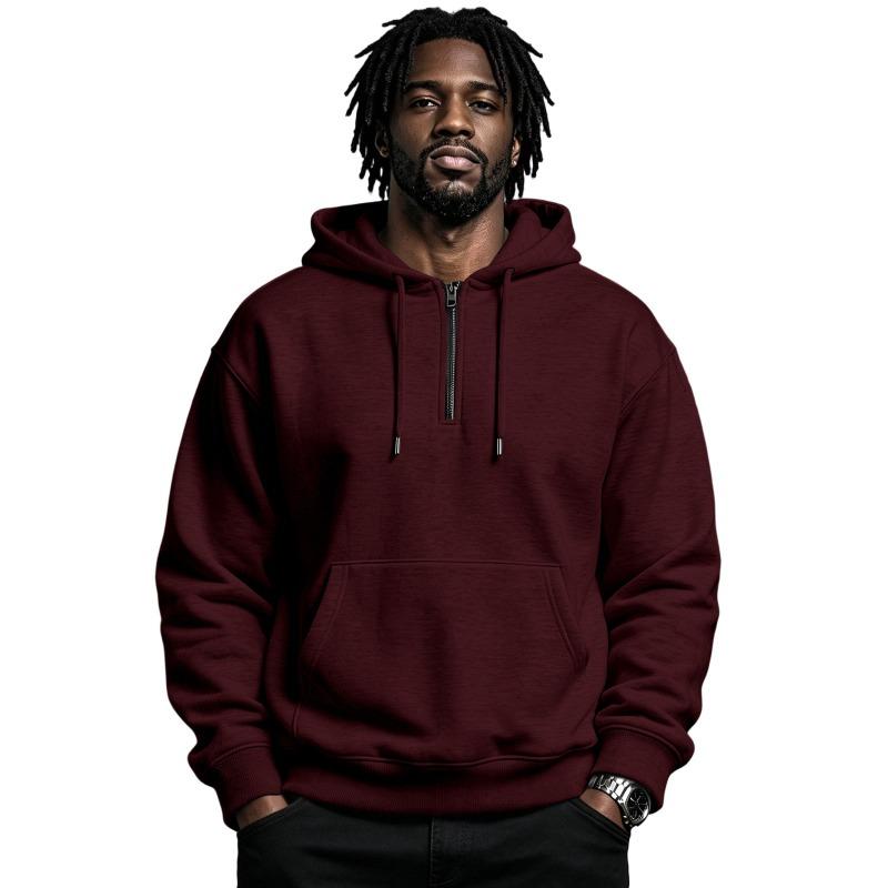 Men S Winter Fleece Hooded Sweatshirt Zipper Casual Loose Fit
