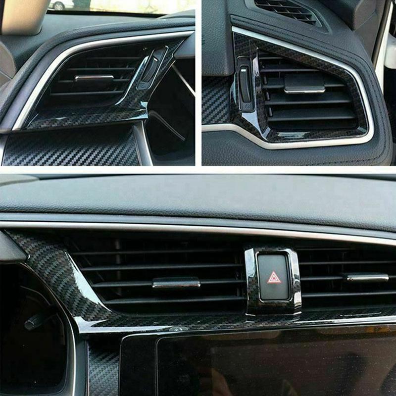 3Pcs Carbon Fiber Car Dashboard AC Air Vent Outlet Cover Trim Frame for Honda Civic Sedan 2016 2017 2018 2019 2020 2021