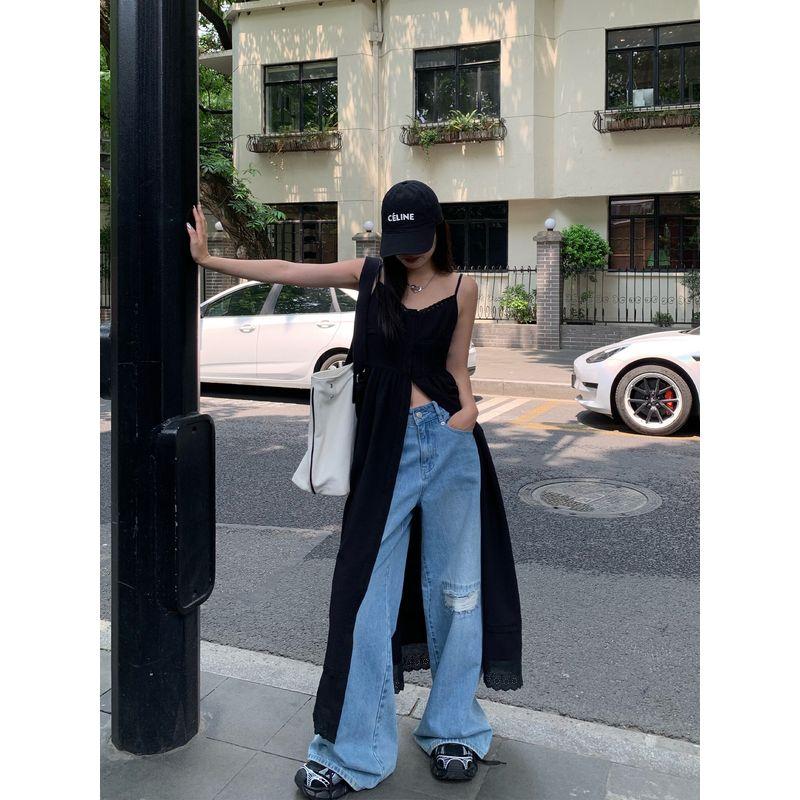 

Chenmi Fan Black Camisole Dress Loose Cardigan Black(In stock) L