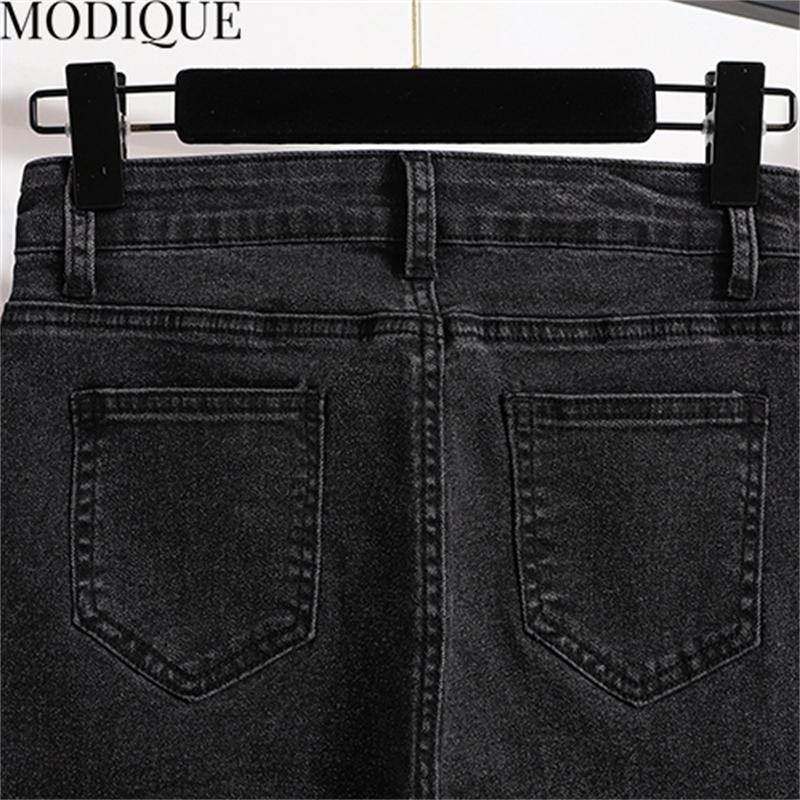 MODIQUE Spring Plus Size New Women Versatile Vintage High Waisted Slimmer Elastic Long Jeans Lady Casual Pencil Pants   Trousers