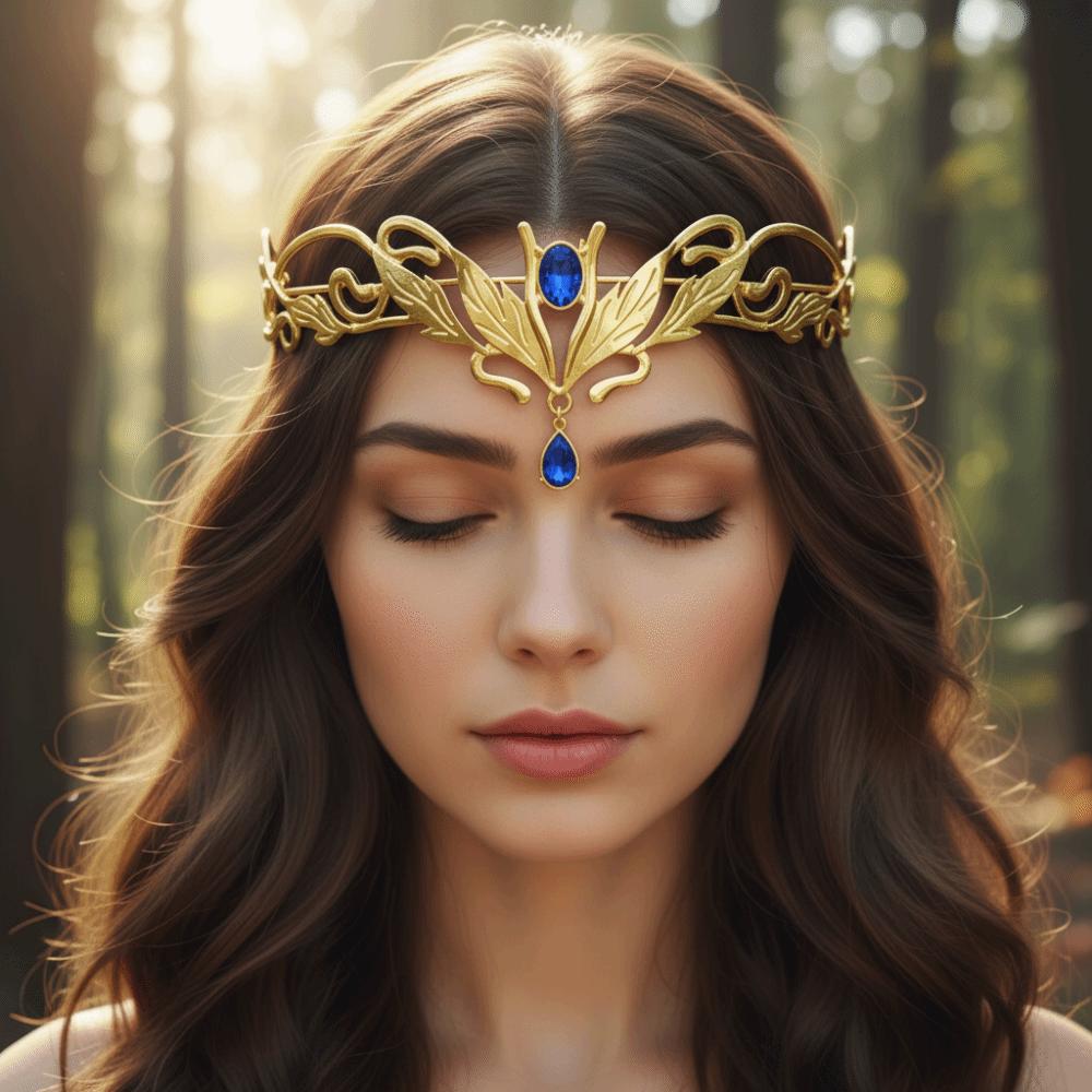 Elegant Goddess Tiaras Vintage Zinc Zinc Alloy Rhinestone Headdress King Round Elves Crown  Wedding Ceremony
