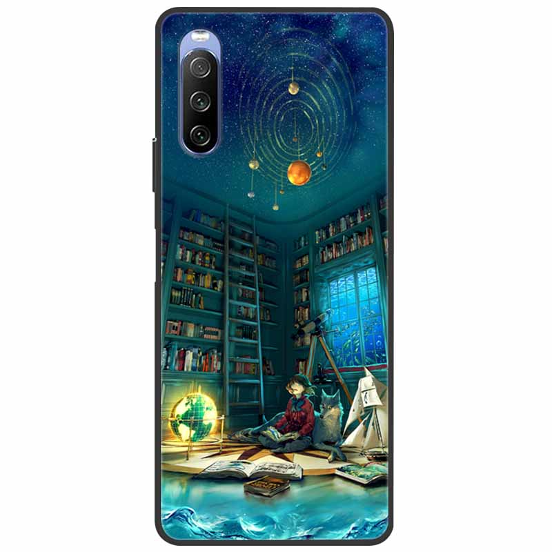 Soft Cover For Sony Xperia 10 III /5 III /1III Case Silicone Painted Marble Cat Funda Cover for Sony Xperia 1 II /10 II /5 Coque