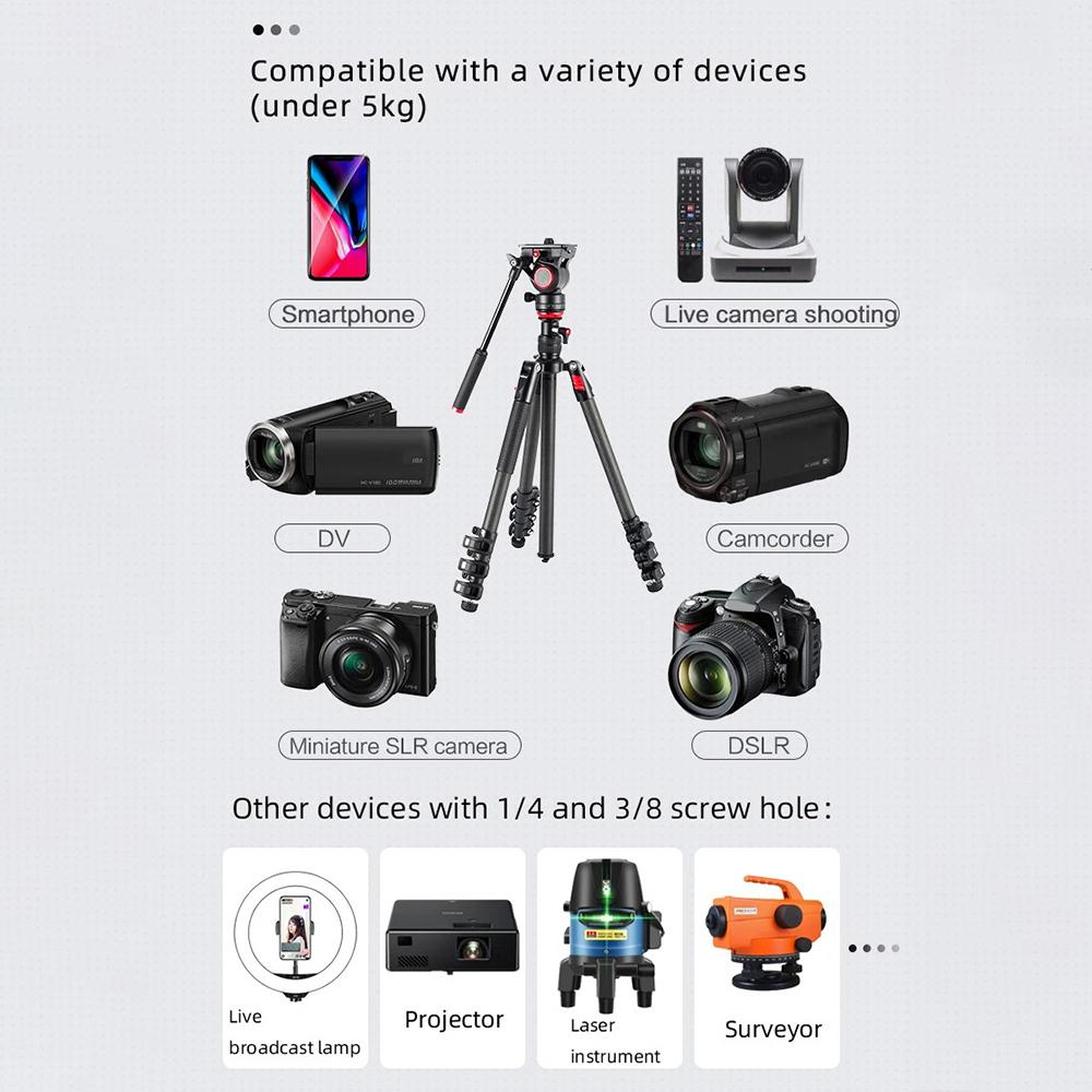 

miliboo MUKB 63-дюймовый профессиональный штатив для камеры с жидкой головкой штатива для видео из углеродного волокна