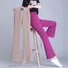 Summer Thin High-Waist Elastic Nine-Point Ice Silk Slightly Flared Pants for Women - Versatile and Draped Casual Trousers