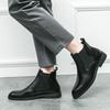 Winter Fashionable New Men's Black Brown Slip On Chelsea Ankle Boots Male High Tops Flats Everyday All Match Shoes