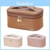 Large Capacity Double-layer Pu Makeup Bag Urban Simple Style Waterproof Cosmetic Case