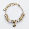 Gold Heart Bead Bracelet with Large Hole Alloy Beads
