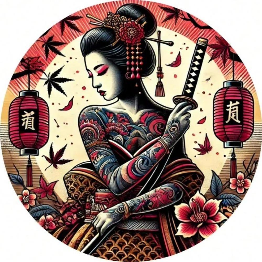 Metal Wall Art Geisha Samurai Sign Aluminum Home Bar Decor
