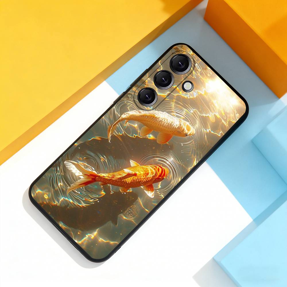 Stylish Art Koi Fish For Samsung Galaxy A 22,71,53,52,51,72,73,5G,Note,J7,8,9 Phone Case Soft Black Cover