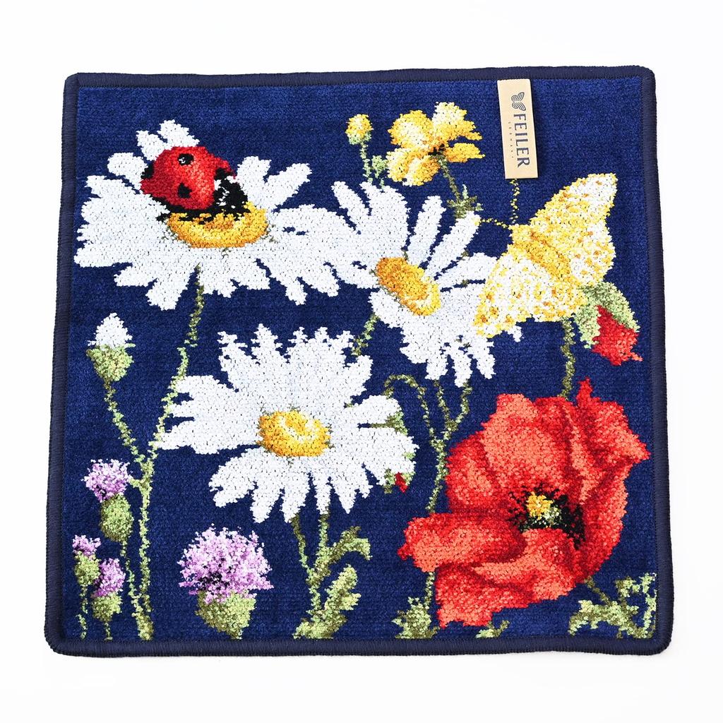 Failer Handkerchief Hand Towel Ladies 30cm 30cm Daisy Field Blue [Item]
