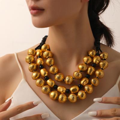 Wielowarstwowy naszyjnik choker z vintage koralików dla kobiet, biżuteria na przyjęcie świąteczne, prezenty