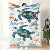 Nautical Sea Turtle Pattern Throw Blanket Soft Warm Comfort Blanket for Couch Bed Balcony Lounge Study Coastal Home Decor