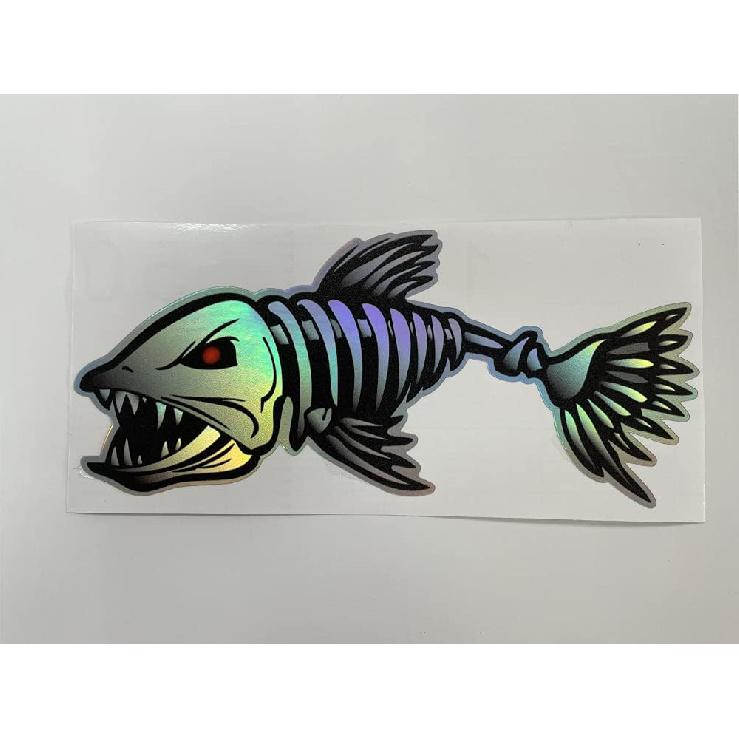HungMieh Fish Skeleton Decals Vinyl Reflective Stickers for for Kayak Fishing Cars, Bicycles, Motorcycles, Car Bumpers, 2pcs, 8X3.5 Inches