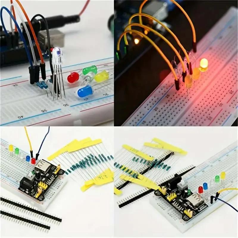 830 szt./pudełko DIY Project Starter Kit dla Arduino UNO R3 Zestaw elektroniczny DIY Zestaw elementów elektronicznych z punktami mocowania Płytka stykowa