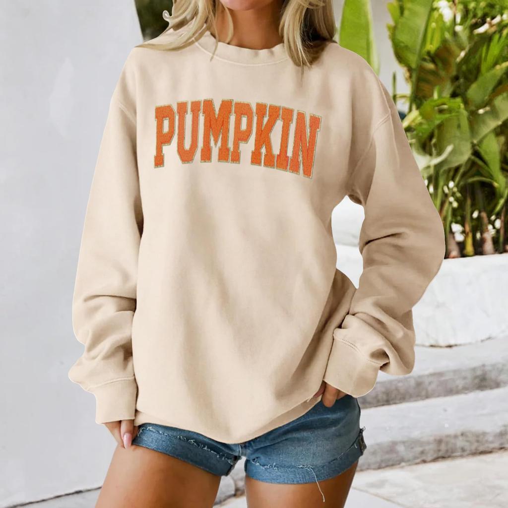 Women's Round Neck Printed Tops Cotton Casual Fashion Long Sleeve Pullover Top Blouse
