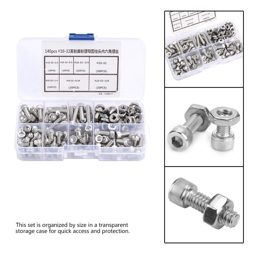 140ks #1032 Sada šestihranných šroubů s válcovou hlavou z nerezové oceli