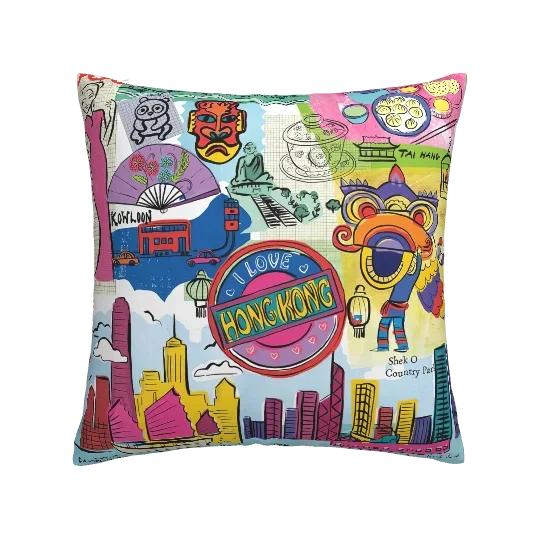 Nordic Graffiti Cushion Cover, Linen Pillow Cover, Sofa Cushion Cover Decoration 40x40 45x45 50x50 60x60, Can Be Customized