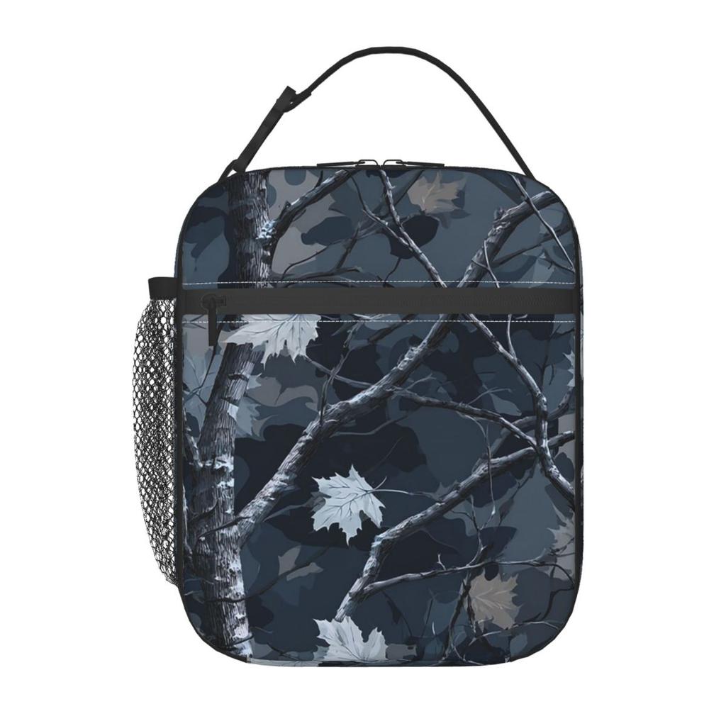 Camouflage mit Blatt- und Astmuster Isolierte Lunchtasche für Damen Kinder Auslaufsichere Lebensmittelboxen Thermische Lunchbox Tragetasche