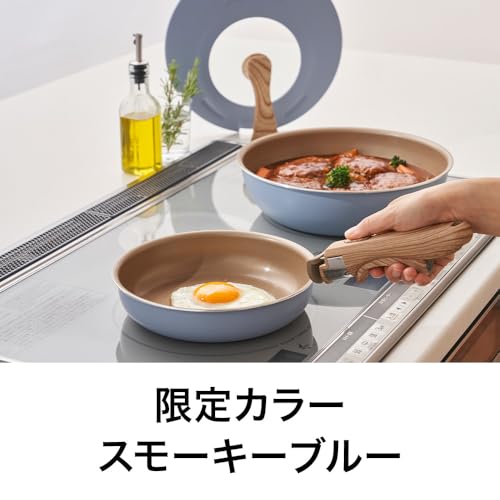 Evercook Frying Pan Set 4-Piece Set (20cm Frying Pan, 26cm Deep Frying Pan, Rotating Handle Stand-Up Cover for 20-26cm Pans, Detachable Mini Handle) I