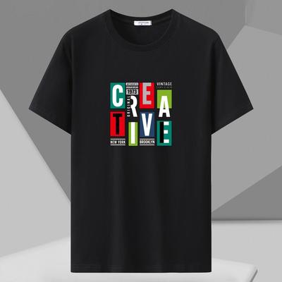 Casual Comfort Fit Pure Cotton T-Shirt With Graphic Print Summer Loose Size Graphic Printed Slim Fit Casual Sports Round Neck Short Sleeved T-shirts