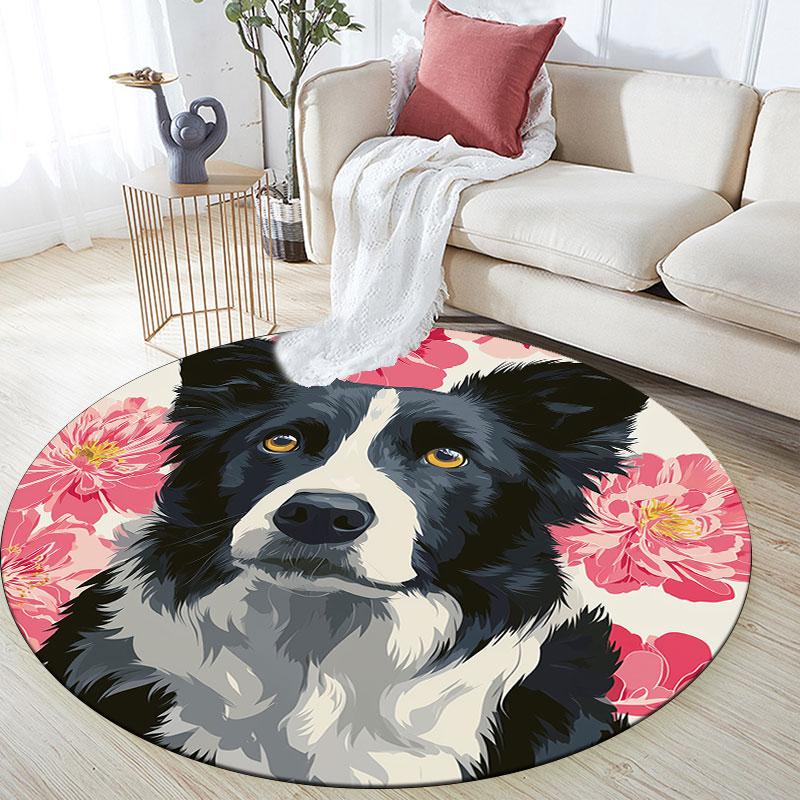 Cartoon Puppies pattern round rug,Carpet Rug for Living Room Bedroom Playroom ,Non-slip Floor Mat,Holiday Gifts and Birthday Gifts.