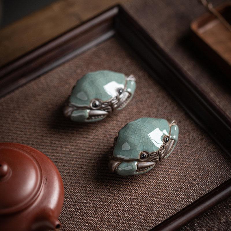 

Ceramic Creative Handmade Fine Tea Pet Decoration High-Grade Ge Kiln Crab Fun Tea Table Tea Play Decoration Accessories 1pc