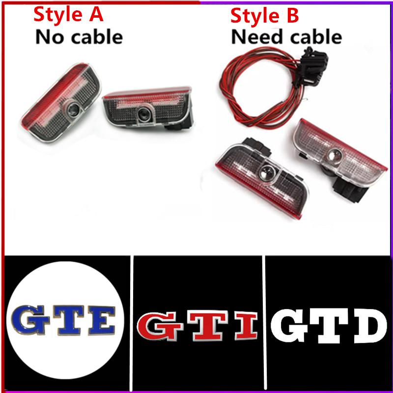 2Pcs LED Car Door Welcome Light Projector Lamps for vw Golf 5 6 7 GTI GTD GTE Tiguan Arteon BORA Passat EOS Touareg