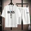XH-6002-02 2025 Herren Sommer Neuer Stil Waffel Kurzarm Shorts Luxus Bedrucktes Set