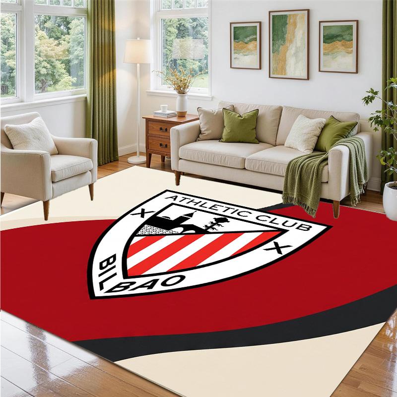 Athletic Bilbao Football Design Crystal Velvet Rug Soft Decorative Mat for Bedroom Entrance
