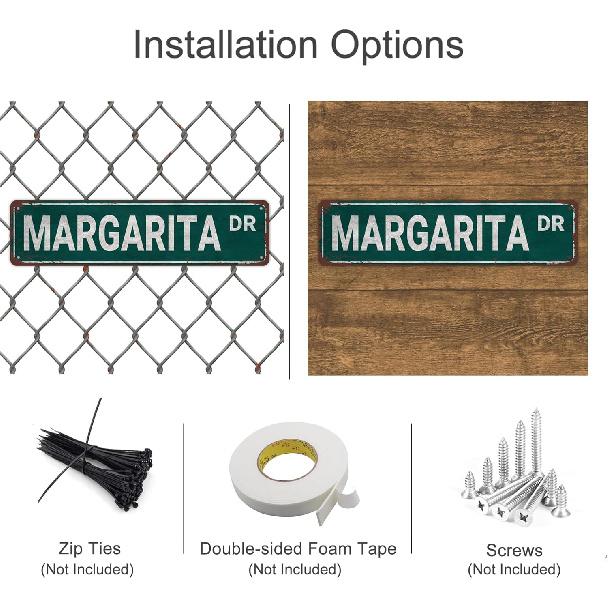 Margarita Dr Street Sign Vintage Rustic Retro Aluminium Metal Sign Cocktail Decor Unique Gift for Margarita Lover Funny Alcoholic Drink Wall Decor