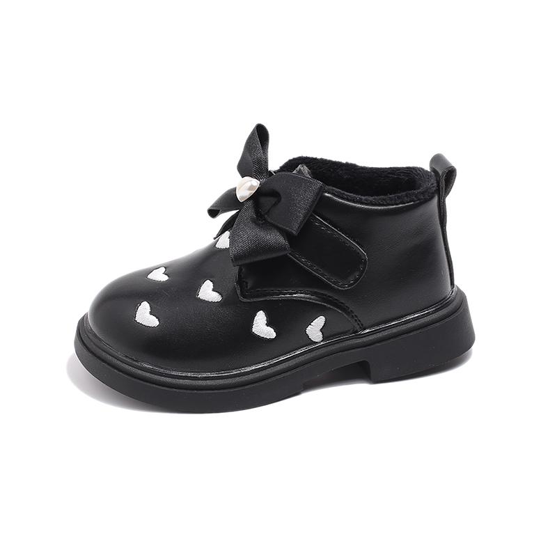 Children Fashion Boot Lolita Style Girls Princess Ankle Boots Sweet Heart Embroidered Winter Fashion Kids Cotton Warm Boots