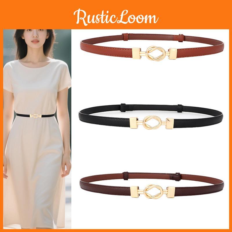 Leather Minimalist Pu Waist Belt With Metal Buckle For Office And Casual Dresses
