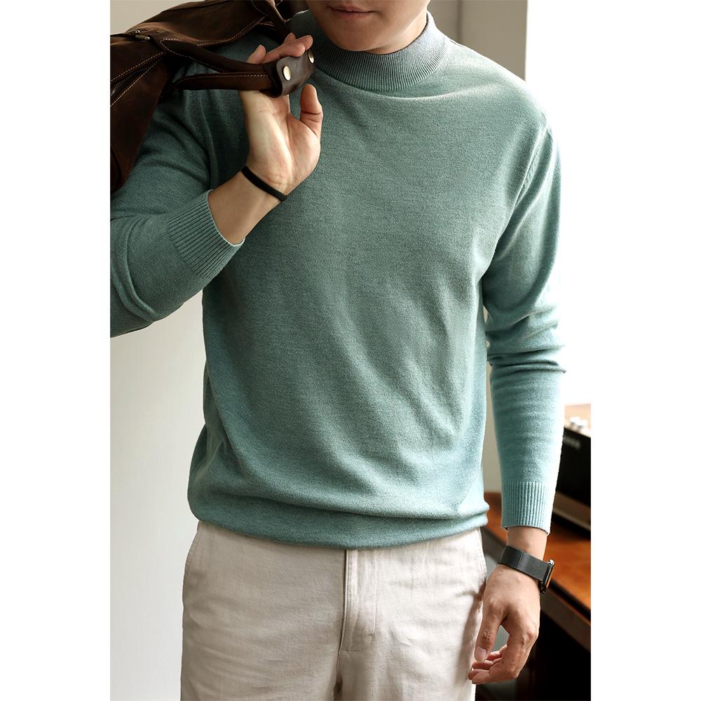 Men s Light Luxury Anti-pilling Knit Sweater - Half-high Collar, Thickened, Solid Color, Warm Base Layer for Autumn/Winter 2025. 4XL