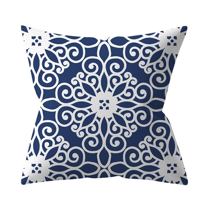 Navy Blue Mandala Nordic Geometric Pillowcase 45x45 Cushion Cover Decorative Pillow Sofa Cushion Home Decor Polyester