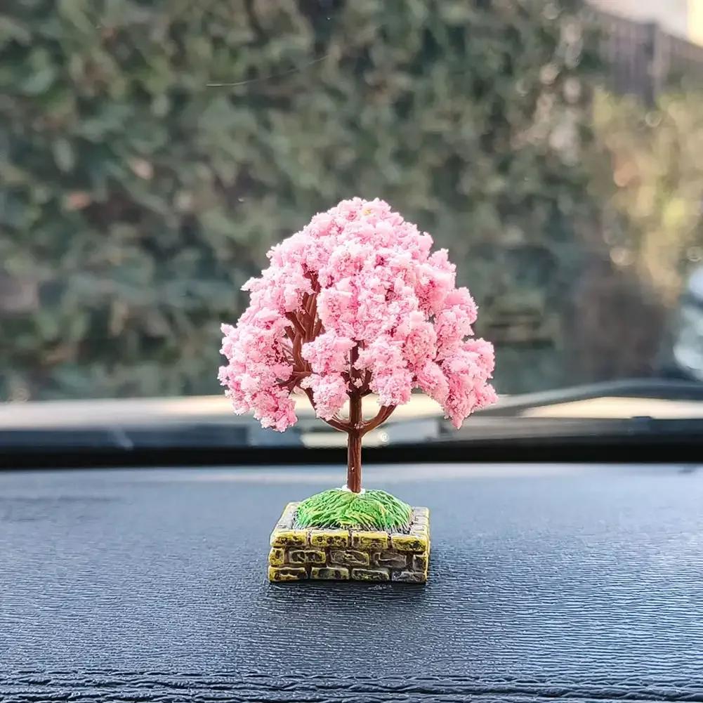New Car Mini Tree Simulated Flower Ornament Square Base Interior Accessories Center Console Decorations Mounted Plant Ornament