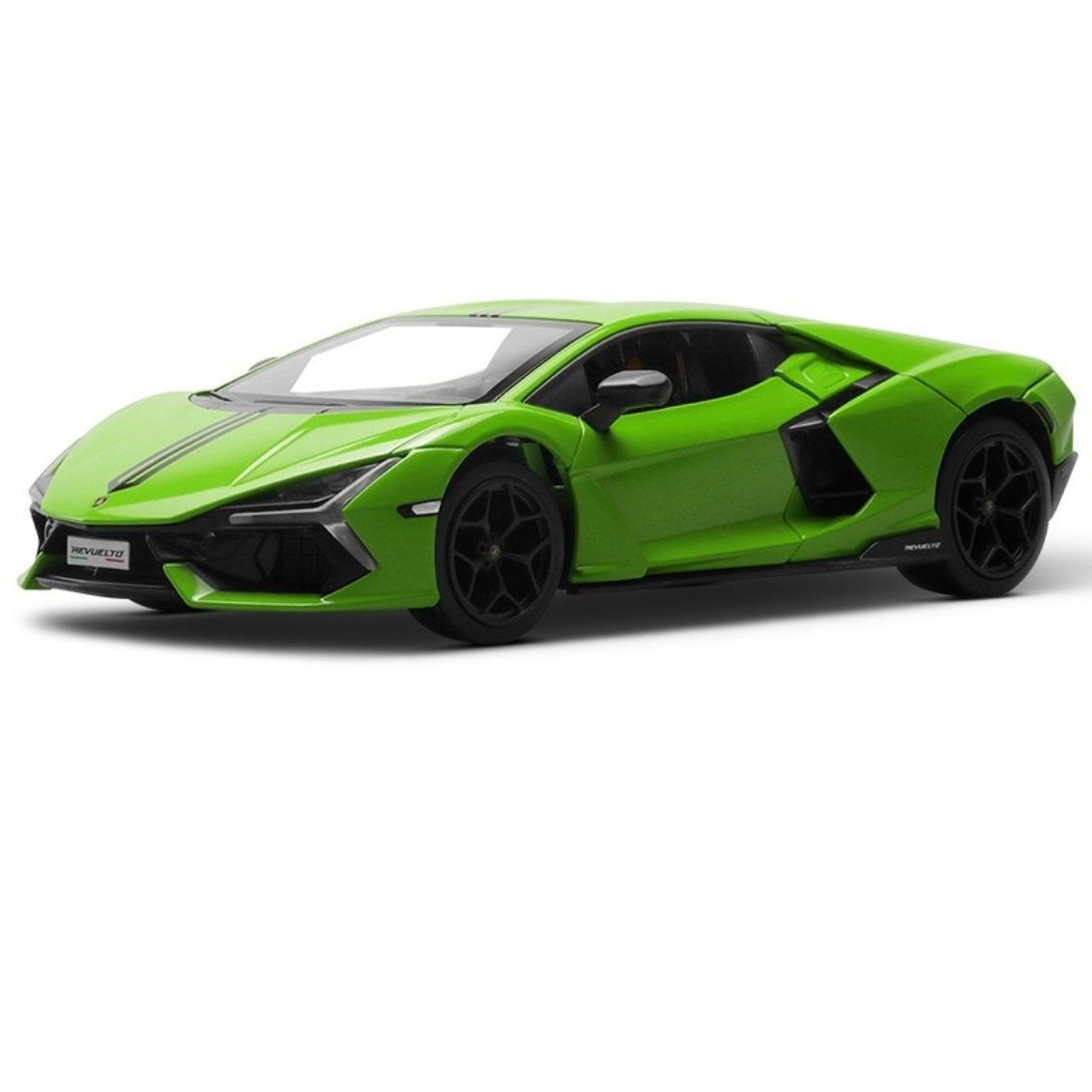 

1/24 Lamborghini Revuelto Alloy Sports Car Model Diecast Metal Racing Car Vehicle Model Simulation Sound and Light Kids Toy Gift зелений