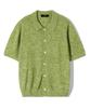 TRILLION Washable Boucle Collar Short Sleeve Knit (Melange Green)
