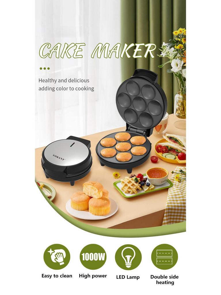 7-Hole Electric Mini Pancake & Tart Maker with Large Capacity and Constant Temperature Control